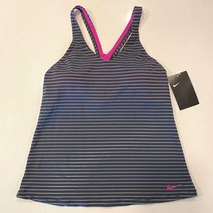 Nike fitted Gray Swim Top with Fuchsia Bra